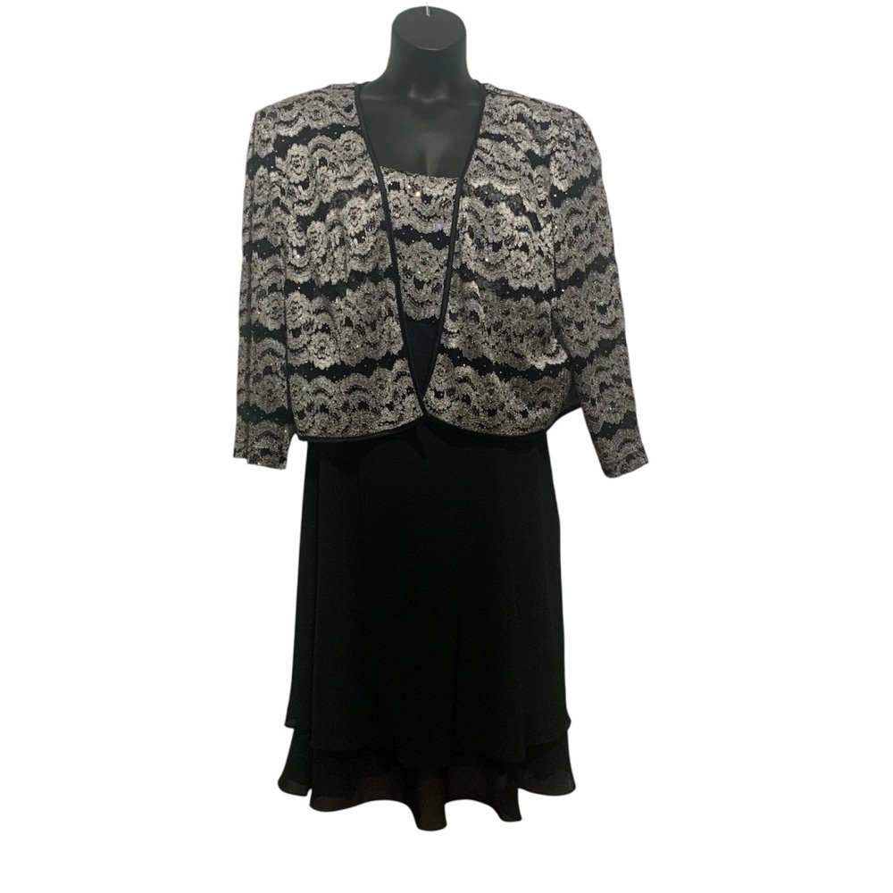 Kathy Robert’s Formal Dress and Jacket Black Glitter 22W New